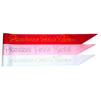 [Szw05] Szarfa satynowa wstążka PRZYSZŁA PANNA MŁODA